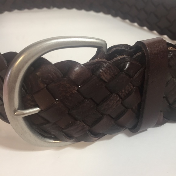 [American Eagle] brown leather wide woven belt new - Picture 2 of 4